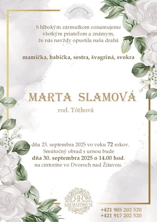 Parte pre Slamová Marta rod. Tóthová