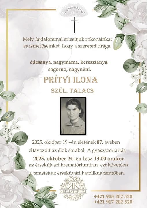 Parte pre Prítyi Ilona szül. Talacs