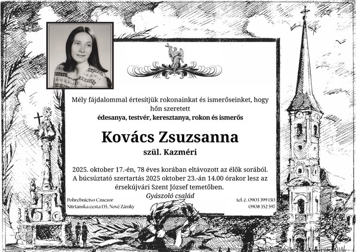Parte pre Kovács Zsuzsanna szül. Kázméri
