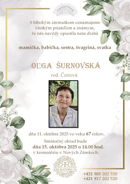 Parte pre Šurnovská Oľga rod. Čeriová