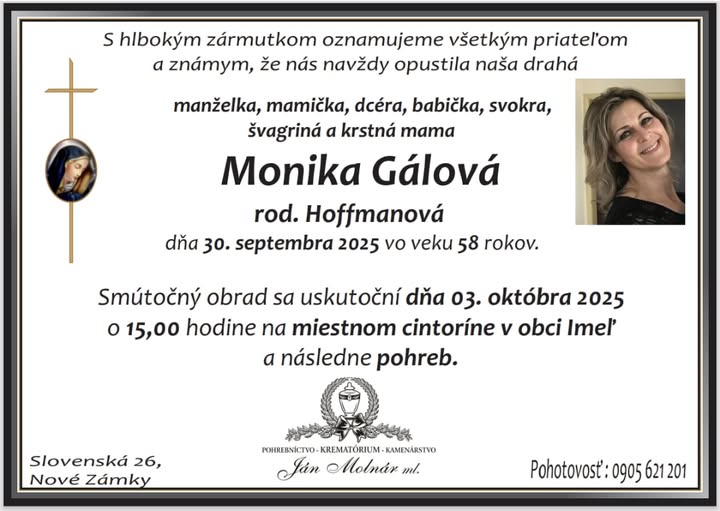 Parte pre Gálová Monika rod. Hoffmanová