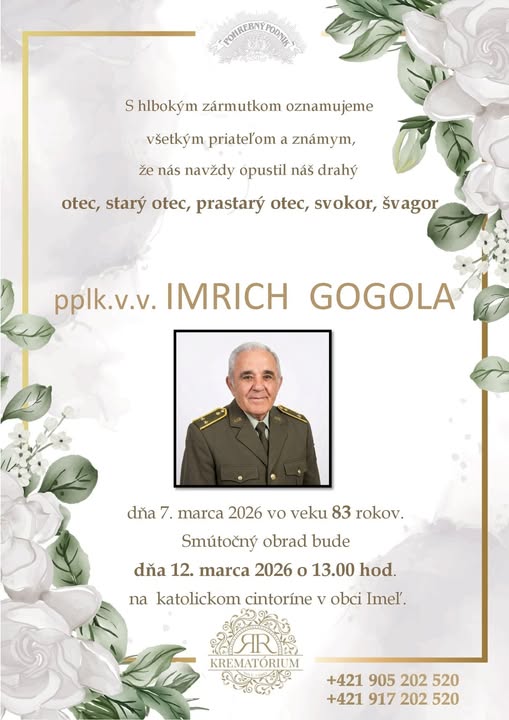 Parte pre Gogola Imrich pplk.v.v.